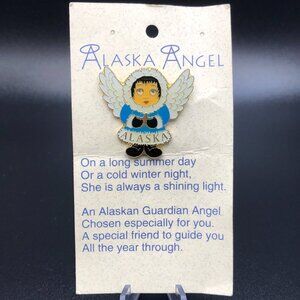 Alaska Guardian Angel Girl Enamel Lapel Pinback Pin Souvenir